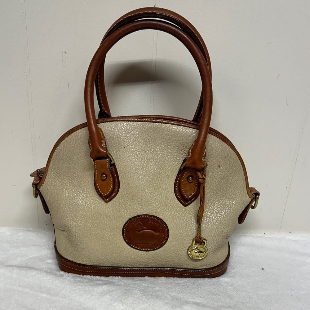 Vintage Dooney & Bourke Cream and Brown Satchel